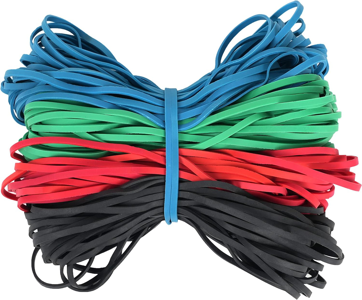 Large Rubber Bands 140 Pack, Heavy Duty Big Elastic Bands Size #117, Colored (Black, Blue, Red, Green), 7x1/8 Inches, Fits Up to 33 Gallon Trash Cans