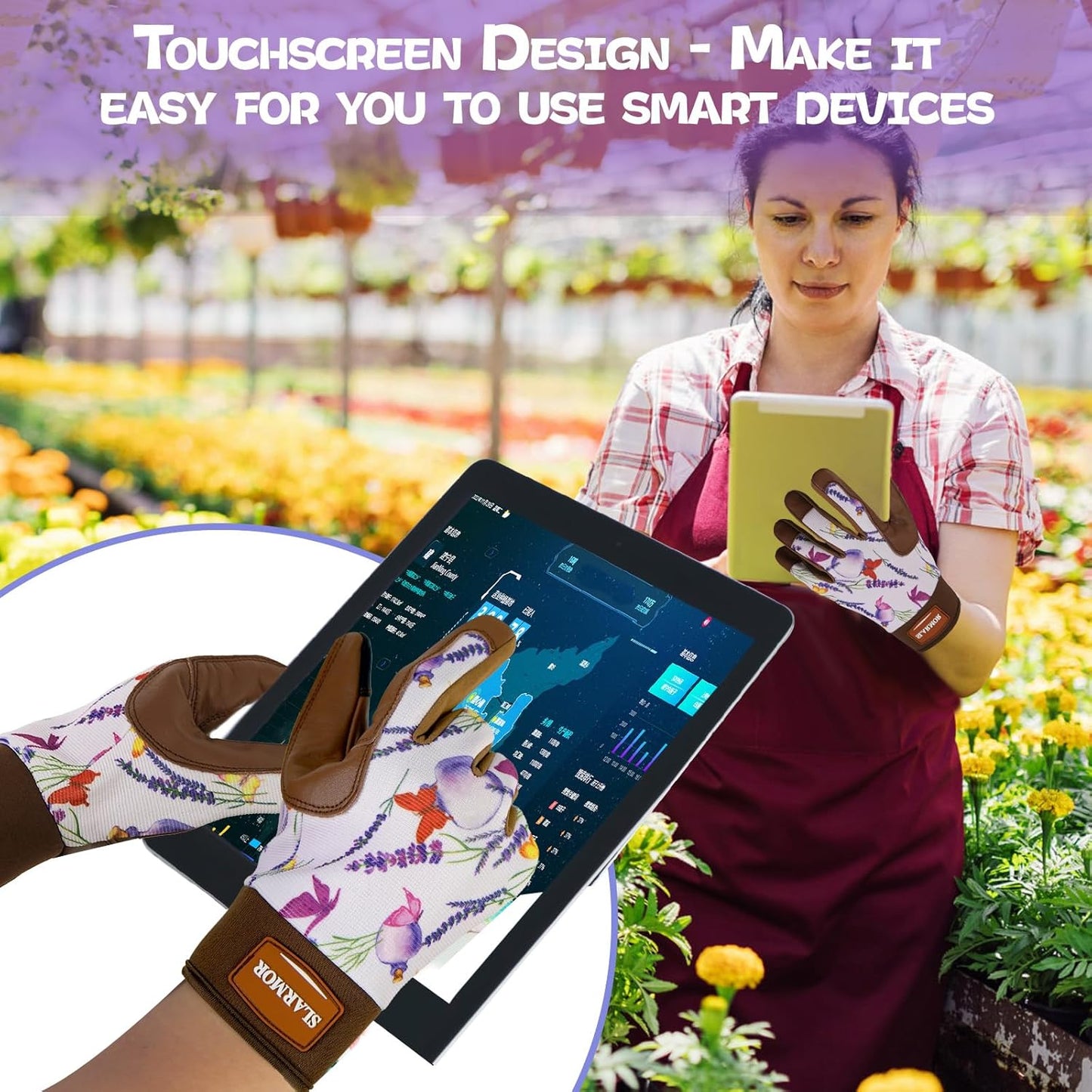 Leather-Gardening-Gloves for Women,Thorn-Proof Work-Gloves for Weeding,Digging,Planting,Pruning Yard garden Gloves