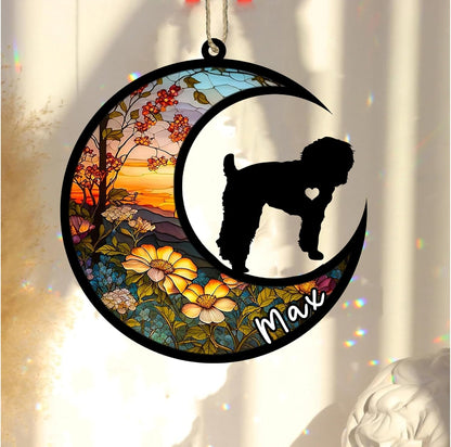Personalized Dog Memorial, Custom Name Schnoodle Dog Christmas Ornament with Name, Custom Breeds, Pet Loss Light Catcher, Gifts for Lovers Loss of Pet Sympathy on Mothers Day Christmas