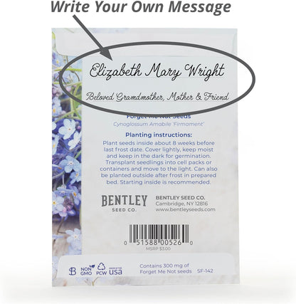Bentley Seed Co. | in Remembrance Love Left Behind Non-GMO, Non-Coated Forget Me Not | Gardening Gifts | Flower Seeds for Planting | Growing Plants in Memory | Pack of 25