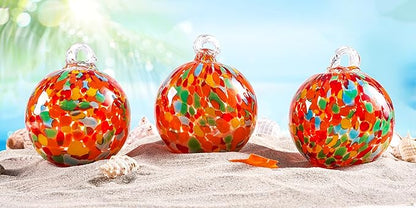 EUSTUMA Hand Blown Glass Witch Ball,Glass Ball Ornament Hanging Garden Gazing Ball Indoor Outdoor Home Décor. (3)