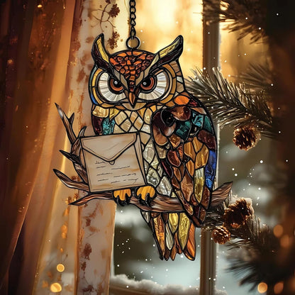 Owl Lover Hanging Suncatcher Faux Stained Hummingbirds and Flowers for Women Elegant Home Wall Decor Sun Catchers Indoor Windown Suncatchers Windows Garden