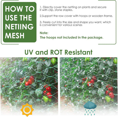 Ruolan Bird Netting for Garden Protect Vegetable Plants and Fruit Trees13X82Ft,Plastic Trellis Netting for Birds, Deer,Squirrels and Other Animals