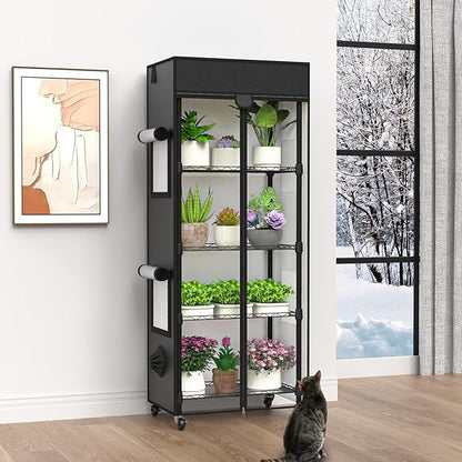 Small Greenhouse for Indoors, 5 Tier 23.1" L×13.2" W×61.2" H mini Greenhouse Outdoor, Indoor Adjustable Shelves