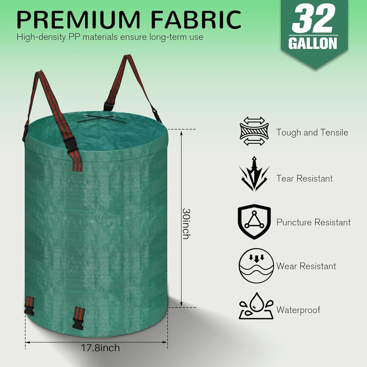 200L leaf Collector Bag, Shoulder Strap, and Drawstring – Reusable Yard Garden Bag for Leaves and Lawn Trash, Perfect for Leaf Removal, Yard Clean-Up (Without lid, 48 Gallon)