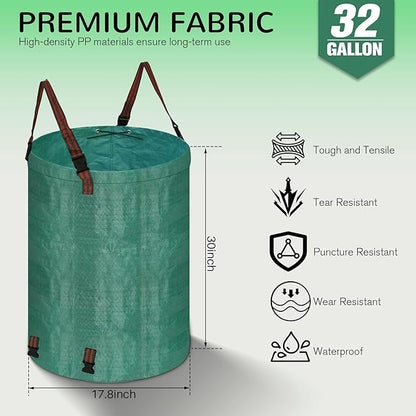 Leaf Collector Bag with Lid, Shoulder Strap, and Drawstring – Reusable Yard Garden Bag for Leaves and Lawn Trash, Perfect for Leaf Removal, Yard Clean-Up (Without lid, 48 Gallon)