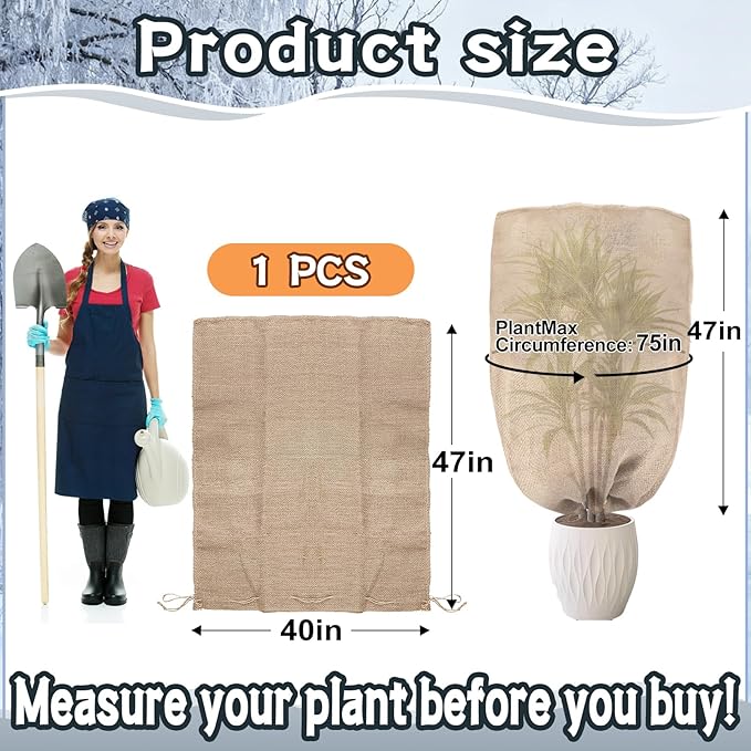 ANPHSIN urlap Plant Covers Freeze Protection for Patio Winterizing - 40"×47" Large Winter Frost Protector with Drawstring, Reusable Tree Freeze Blanket for Garden Bushes