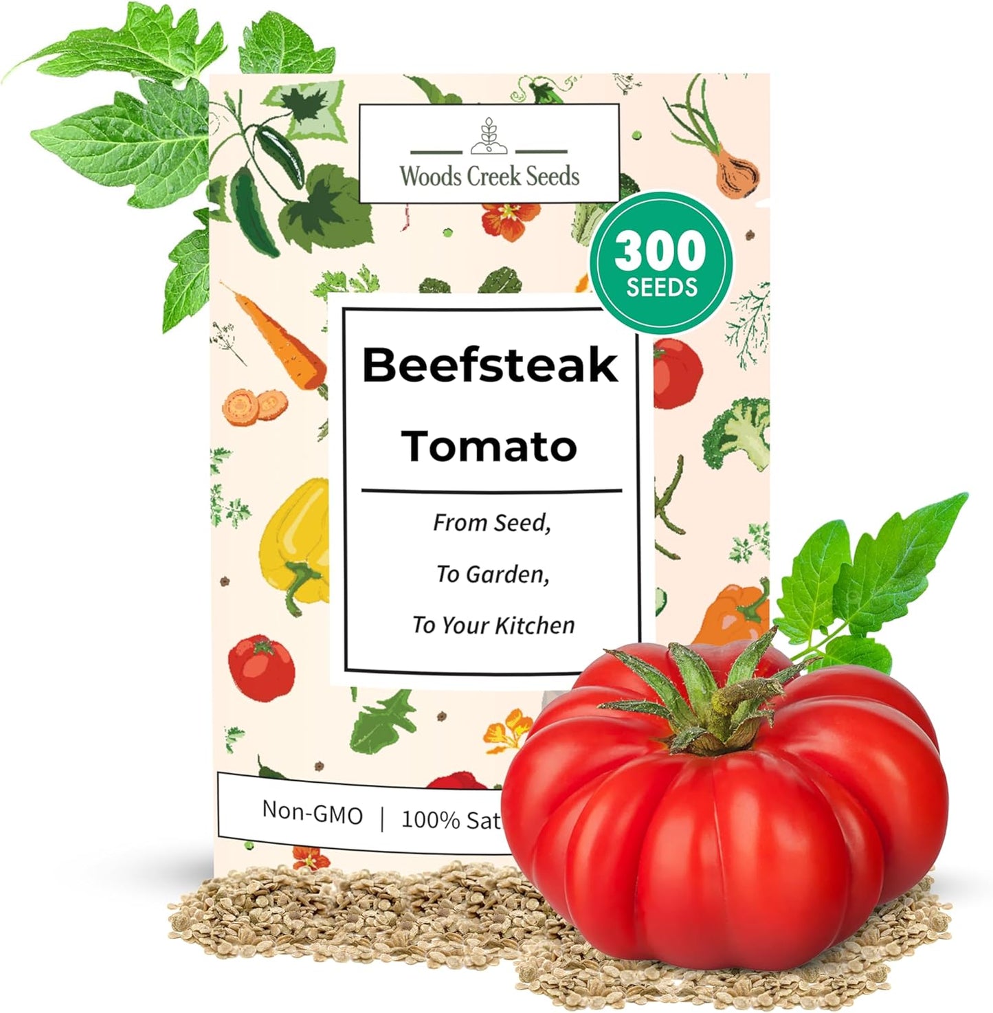 Woods Creek Seeds: Beefsteak Tomato Seeds for Planting - Heirloom Tomato Seeds for Planting Outdoors, Indoors, Patio or Home Plant Garden - Non-GMO Seed Pack of Large Juicy Tomatoes