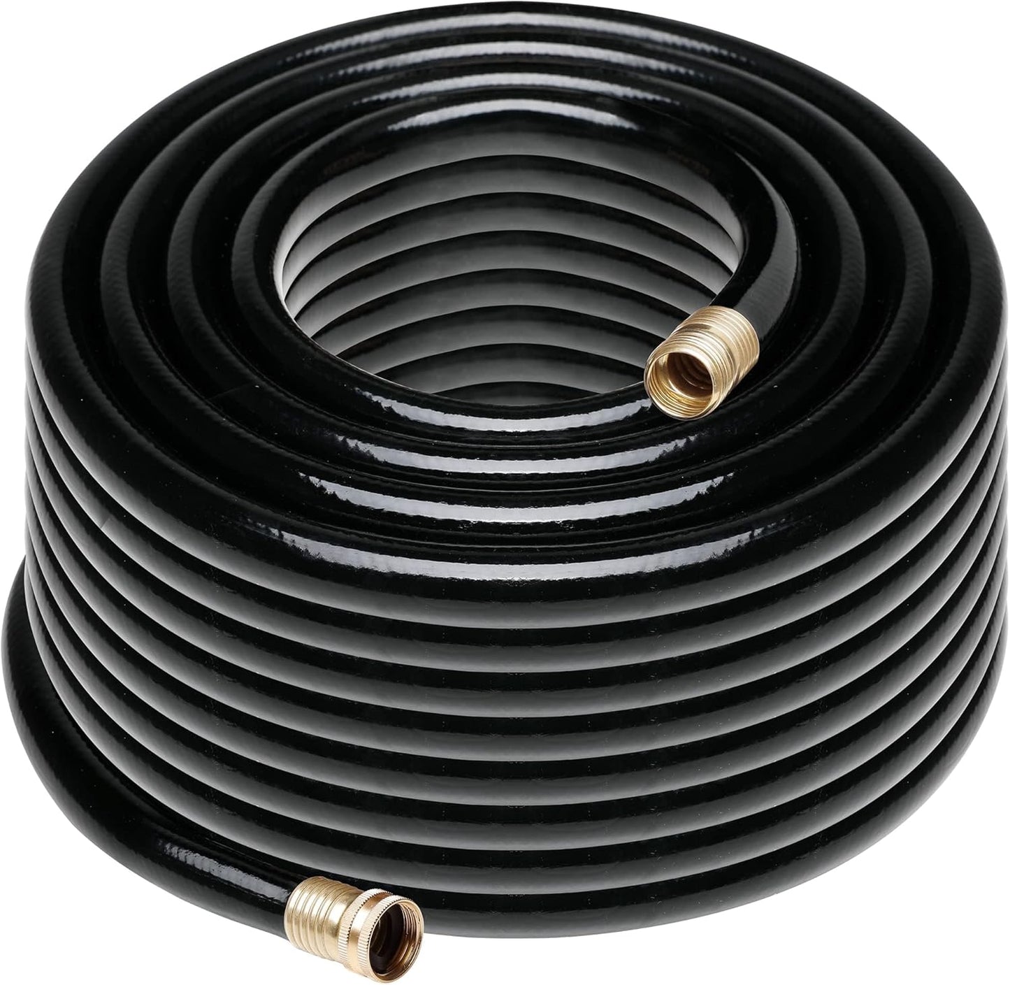 Worth Long Leader Black Garden Hose 5/8 in. x 100 ft. -Brass Aluminum Ends for Household & Yard Use -Medium Duty Durable Flexible Lightweight Water Pipe -Kink Free, No Leaking, Male/Female Fittings
