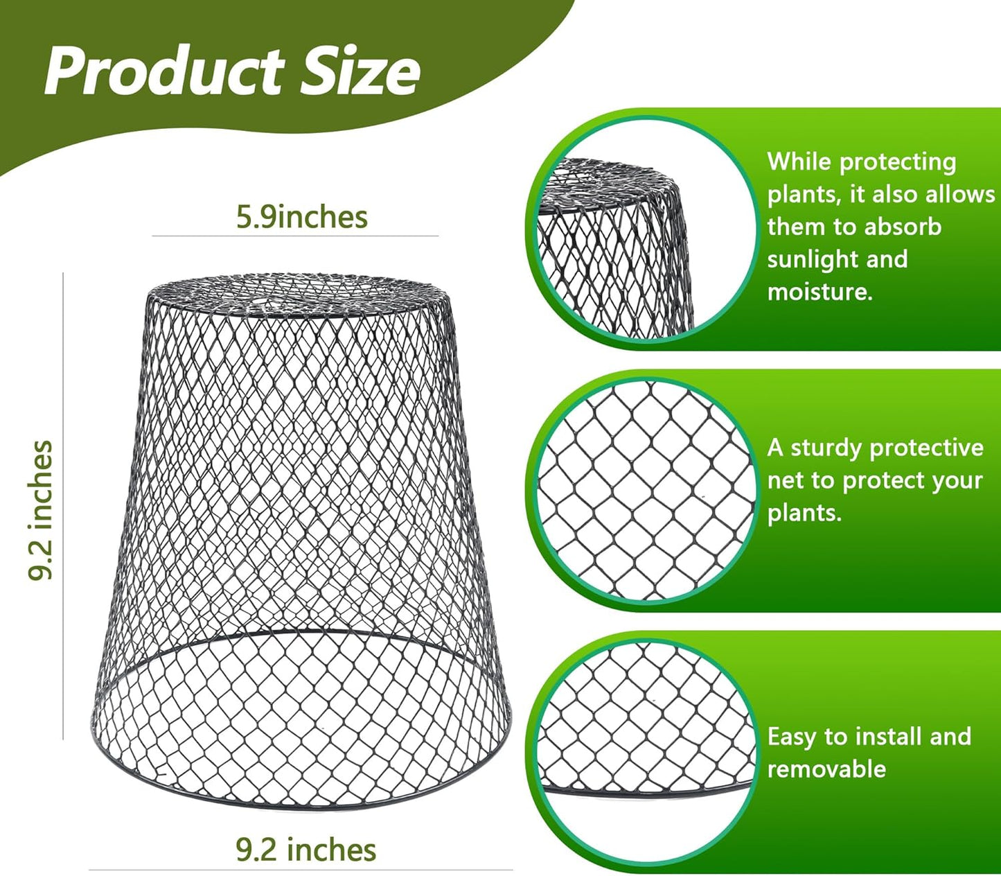 20Pcs Chicken Wire Cloche Plant Covers, 9.2×9.2 Inches Plant Protectors from Animals, Metal Garden Plant Cages for Outdoor Plants, Keep Rabbits, Squirrels, Birds Out