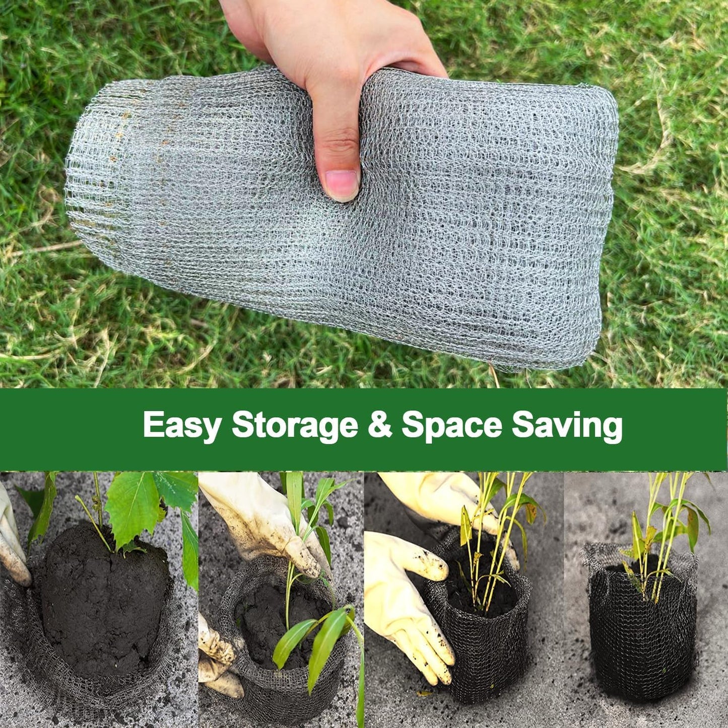 6 Pcs Plant Root Guard G-opher Basket 15 Gallon, Stainless Steel Metal Fruit Protection Bags, Underground G-opher V-ole Wire Mesh Baskets Cages for Planting, Protecting The Roots of Large Plants