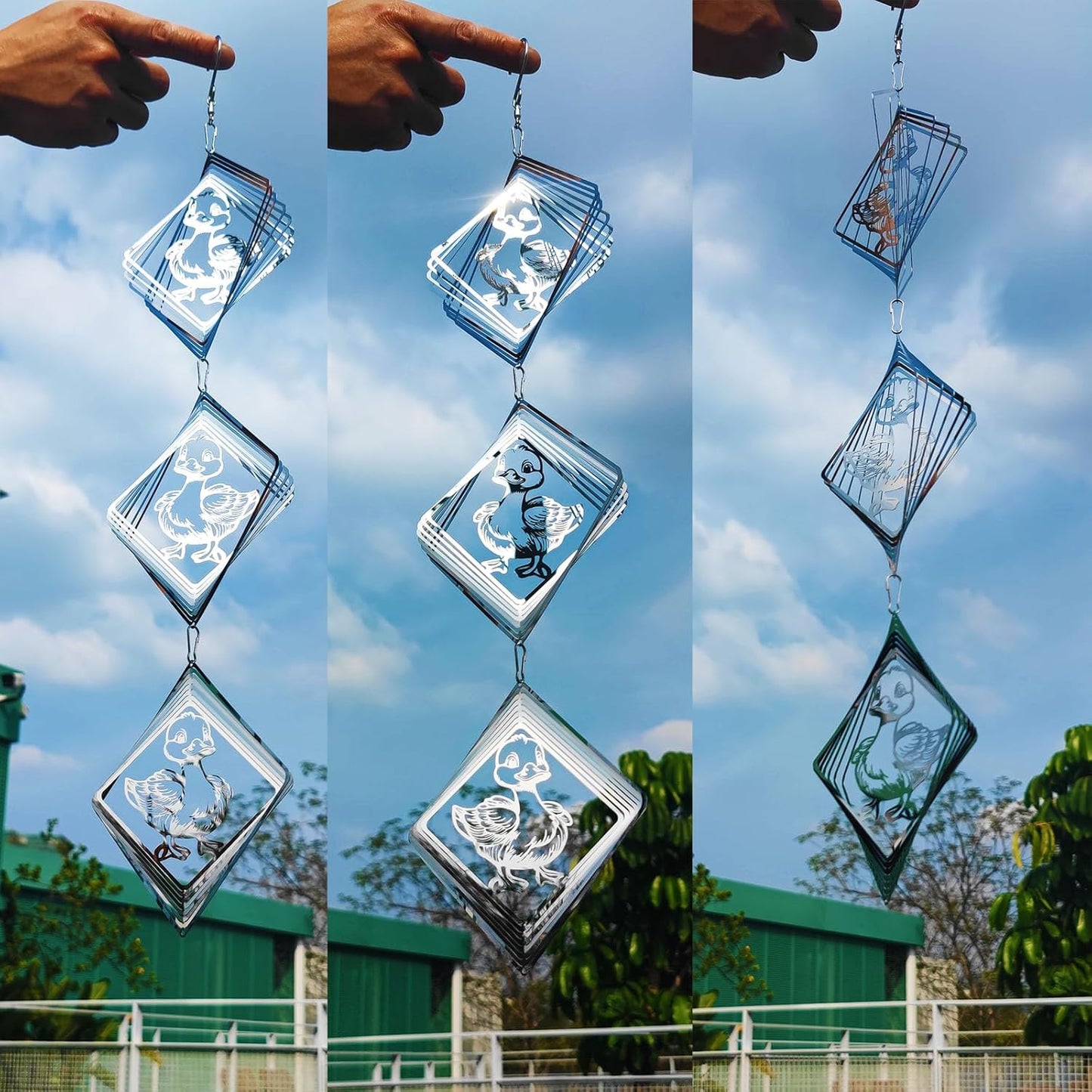 Bird Deterrents for Outside, Reflective Stainless Steel Wind Spinner, Ducks Wind Spinners Outdoor Garden Decor, Bird Scare Devices to Keep Woodpeckers, Pigeons Away from Your House, Patio, Orchards