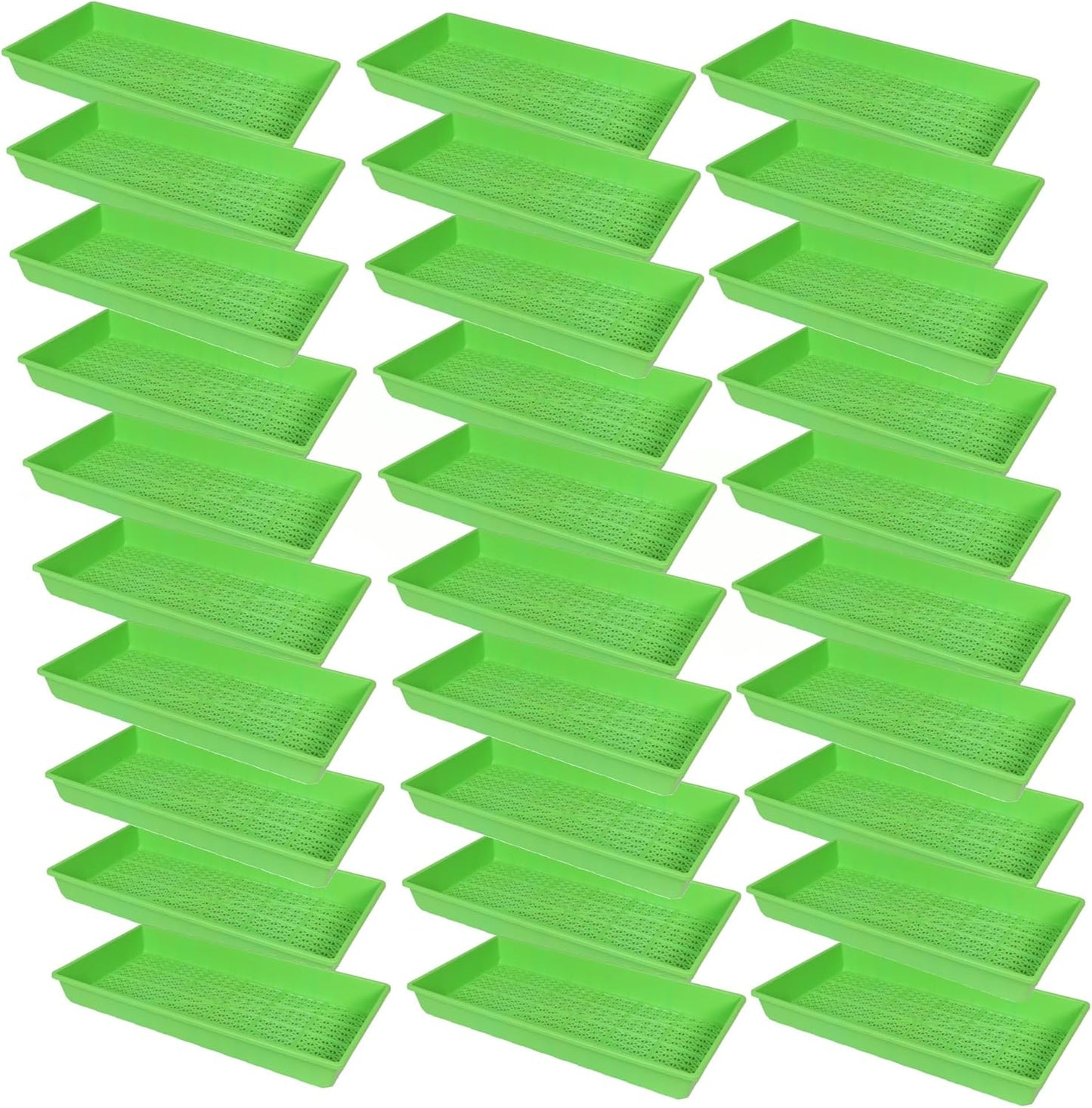 SUNPACK 10" x 20" Heavy Duty Mesh Plastic Seed Starting Tray, Green, 2.3" (Pack of 30) - Ensures Water Drainage and Aeration, Perfect for Greenhouses or Indoor Gardening