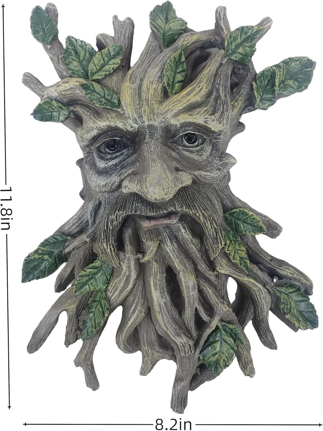 Whimsical Tree Face Garden Decoration ，Tree Faces Decor Outdoor Wallmounted Statue Art with Leaf Features, Outdoor Decor Garden Accessory (Nature and Outdoors)