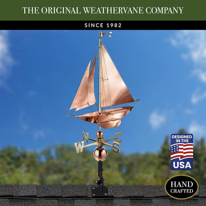Good Directions Racing Sloop Weathervane, Pure Copper, Boat