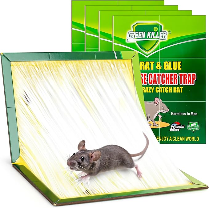 4 Pack Super Sticky Rodent Glue Traps, Large Sticky Rat Traps, Glue Trap Boards for Snakes Rats Mice Spiders Centipedes Roaches, Rats Trap for Indoor, Outdoor, Basement, Yard, Garage, 16.6" X 11.5"