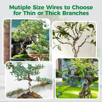 189FT Easy to Bend Bonsai Wire, Aluminum Bonsai Tree Wire in 5 Size -1mm,1.5mm,2mm,2.5mm,3mm with Cutter Set for Training Thin or Thick Branches