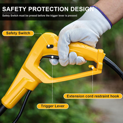 Electric Tiller/Cultivator 4 Steel Tines, 8'' Tilling Depth Garden Roto Tillers for Gardening, 13.5 Amp 12 Inch Corded Rototiller with Adjustable Wheels, Yellow