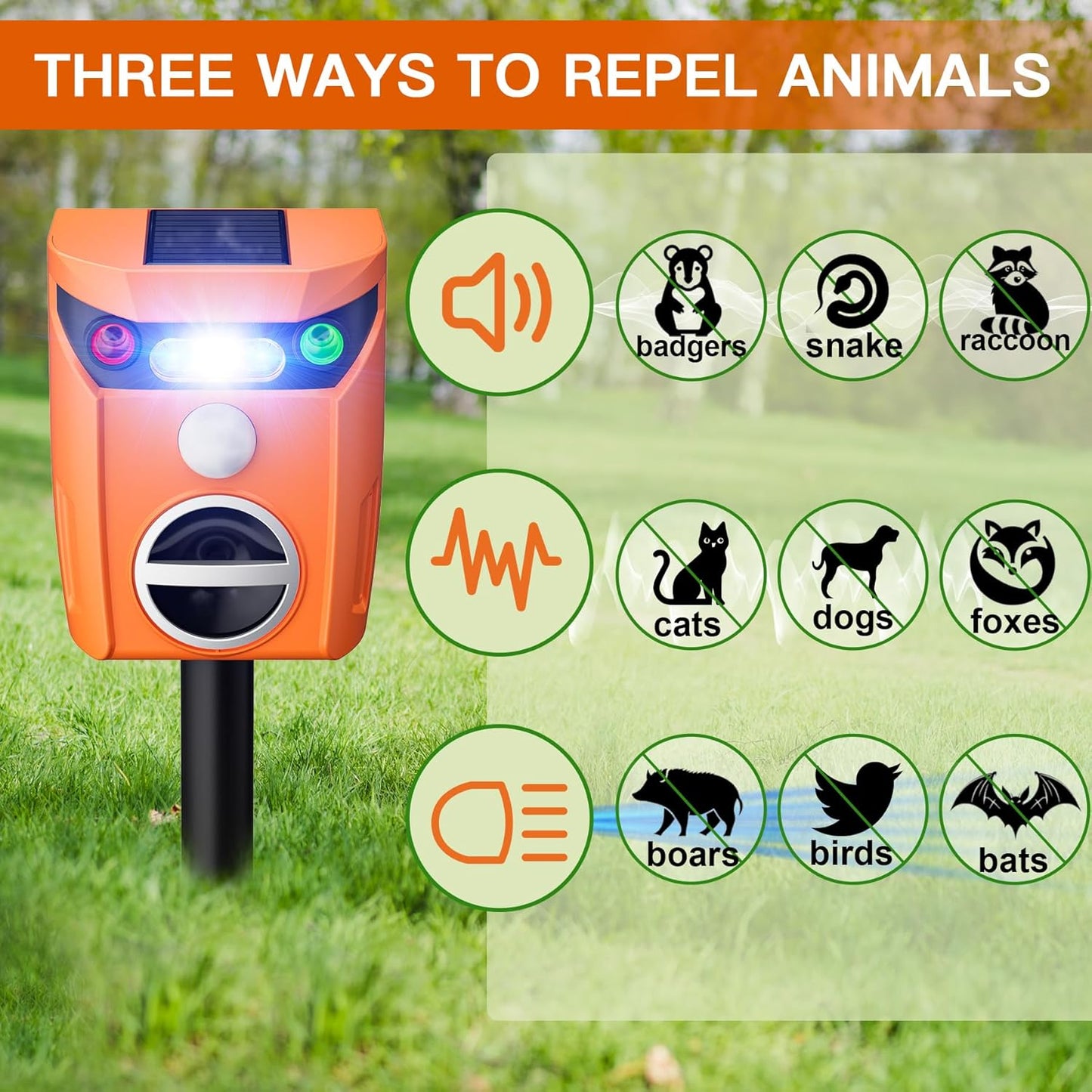 X-PEST 2 Packs Solar Animal Repeller Outdoor Ultrasonic Dog Squirrel Repeller Deterrent with LED Flashing Light Waterproof Deer Repellent Devices for Yard Lawn Farm Garden