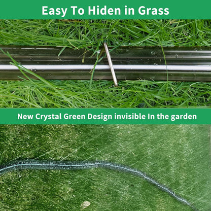 150 FT (50FT*3) Flat Sprinkler Hose for Lawn Watering Garden Soaker Hose with Holes, Heavy Duty Lightweight No-Kink Water Hose with Stakes, Irrigation Hose, Great Fun for Kids and Dog