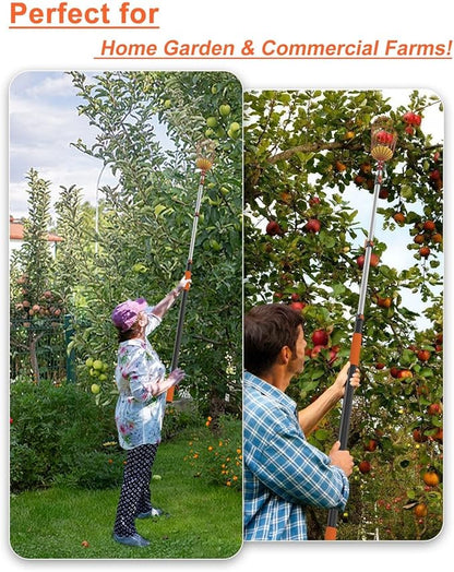 AgiiMan 3 to 12 FT Fruit Picker Pole - Reach to 18 FT Fruit Picker with Telescopic Extension Pole, Lightweight and Sturdy Aluminum Telescopic Pole, Easy to Assemble Fruit Picking Basket