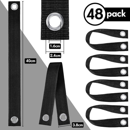 48 Pcs 15.74 Inches Tree Straps for Staking with Grommet Heavy Duty Young Tree and Plant Supports Stakes for Guying Staking Newly Planted Sapling Straight and Hurricane Protection(Black)