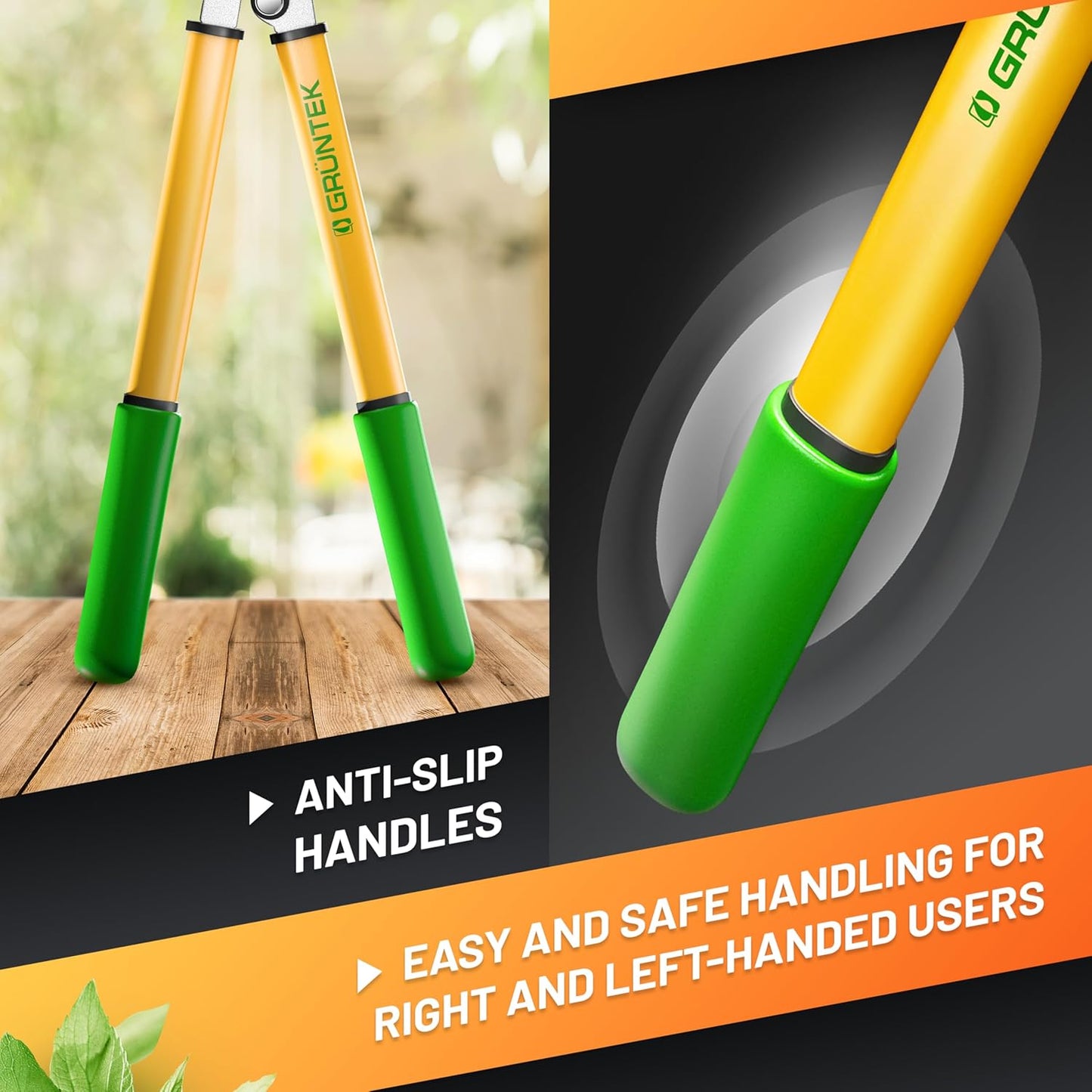 GRÜNTEK Anvil Pruning Loppers GRIZZLY, 18.5" – Gear Drive Cutting System, Sharp Heavy Duty Tree Lopping Shears for Green & Dry Wood