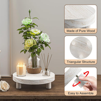 Wood Plant Stand Indoor Outdoor, 12/10/8/6" Round Wood Riser for Decor Wooden Stool Display Stand Flower Pot Holder Small Planter Tray Modern Potter Decorative for Desktop Counter Room