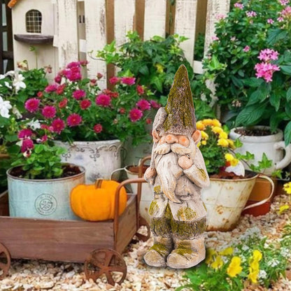 14”H Garden Gnomes Outdoor, Funny Porch Greeter Welcome Gnomes Decorations for Yard Patio Lawn, Resin Gnome Statues for Garden Decor, Unique Christmas Gnome Gift for Women