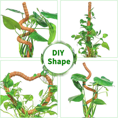 4 Pack 39 Inch Moss Pole Monstera Plant Support, Coir Moss Poles for Climbing Indoor Plants, Bendable Plant Stake Trellis for Potted Plant, Pothos, Philodendron