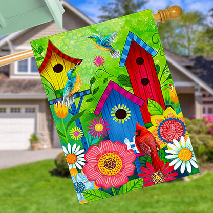 Bird Fall sunflower flags outdoor 28x40 double sided Large garden flag, Cardinal Bird house flag, Courtyard outdoor Lawn Farmhouse Decoration