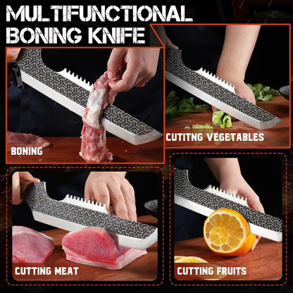 ROCOCO Butcher Meat Cleaver Knife - Boning Knife with Sheath for Kitchen Camping BBQ Birthday Thanksgiving Christmas Gift 8.8"