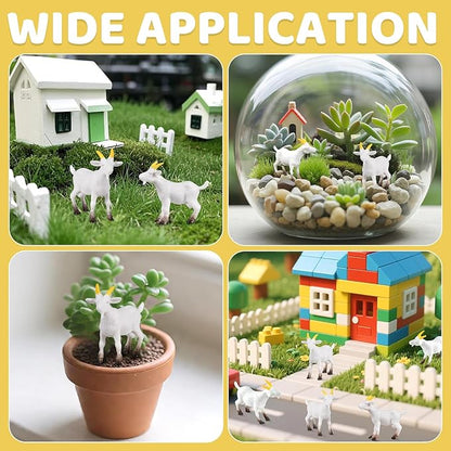 50 Pcs Miniature Goat Figurines Animal Figurines Set Plastic Realistic Mini Resin Lamb for Micro Landscape Fairy Garden Decor DIY Props