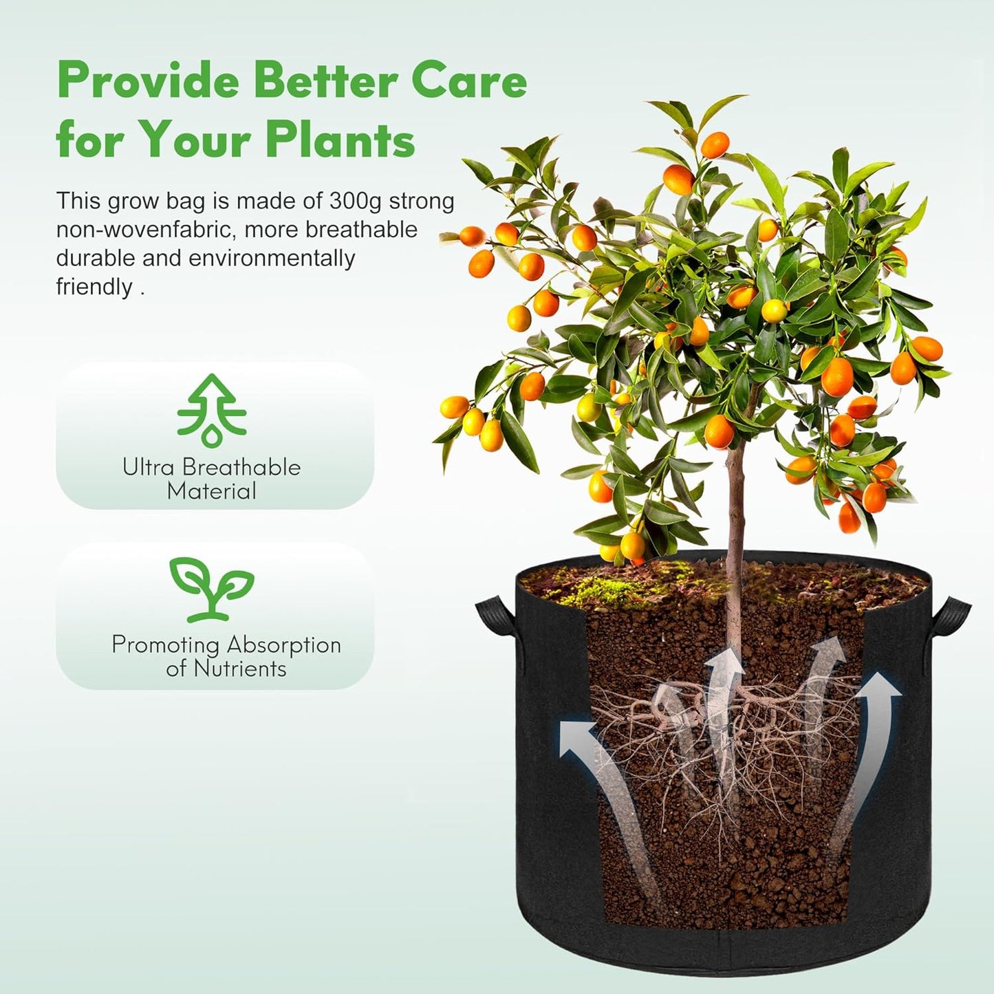 5-Pack 20 Gallon Grow Bags, Large Nonwoven Fabric Pots with Handles for Planting Fruits, Vegetables, Flowers Indoor Outdoor