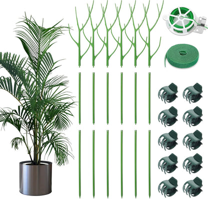 6 Pack 39.37" Detachable Twig Plant Support Stakes Set, Blends in to Plant, Branch Plant Sticks with Orchid Clips Twist Plant Ties, Twig Trellis for Indoor Outdoor Plants Potted Plants Flower