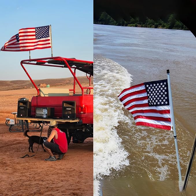 AZCOVER 2 Pack American Flag 12x18 Inch Boat Flag for Outside, 210D USA Small American Flags with Embroidered Stars Sewn Stipes and Brass Grommets for Marine Yacht UTV