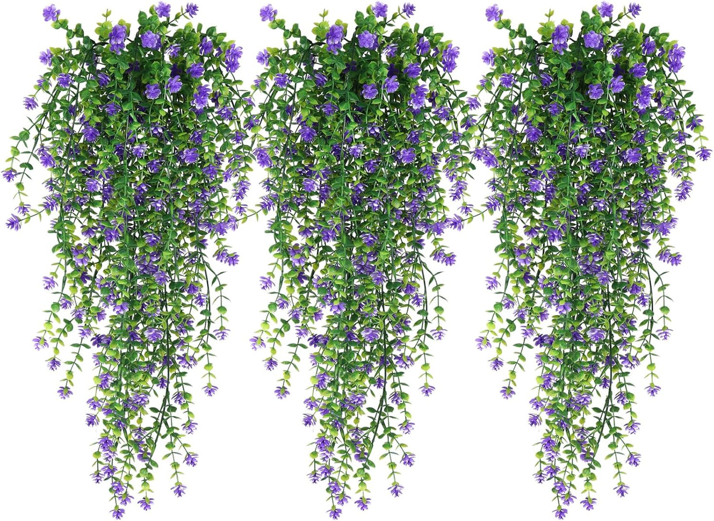 RECUTMS Vine Plant Fake Ferns Plants Large Faux Artificial Hanging Plants Wall Plants Artificial Hanging Plants Outdoors Fake Hanging Plant Greenery Vine for Outdoor Plants Decor 3 Pcs(Purple)
