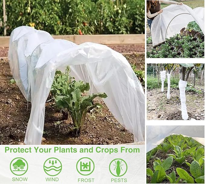 1.06oz/yd² Plant Covers Freeze Protection 7.8 ft x 32ft, Garden Fabric Frost Cover for Winter Plants Vegetables Flowers Fruits Sun Protection
