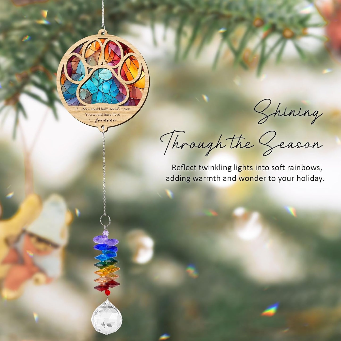2 Layered Ornament Suncatcher Birthday Gifts for Dog Lover - Pet Memorial Suncatcher - Dogs Sympathy Hanging Ornament - Paw Ornament for Loss of Pet - Rainbow Maker