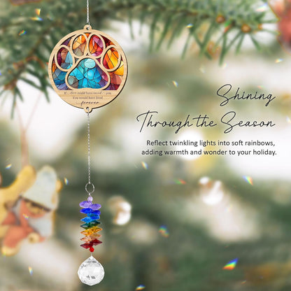2 Layered Ornament Suncatcher Birthday Gifts for Dog Lover - Pet Memorial Suncatcher - Dogs Sympathy Hanging Ornament - Paw Ornament for Loss of Pet - Rainbow Maker