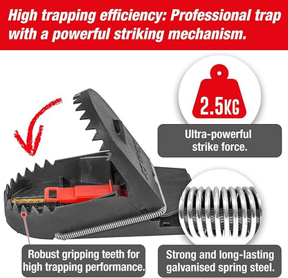 SWISSINNO Rat Trap PRO SuperCat – Large Snap Trap with Precision Trigger – Pre-Baited & Reusable – Instant Catch – Weather-Resistant Swiss Design for Indoor & Outdoor Use – 1 Trap