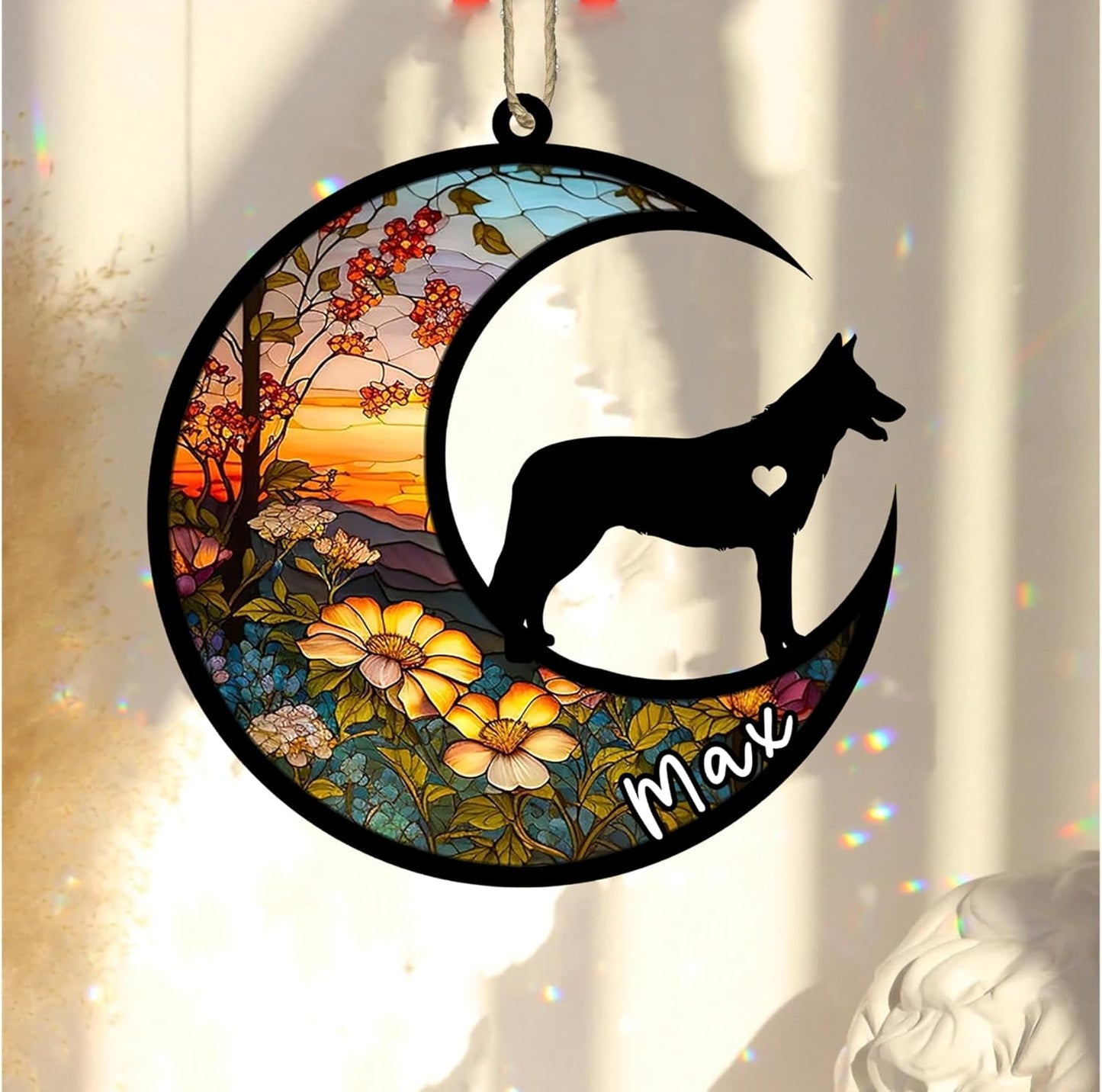 Personalized Dog Memorial, Custom Name Czechoslovakian Wolfdog Dog Christmas Ornament with Name, Custom Breeds, Pet Loss Light Catcher, Gifts for Lovers Loss of Pet Sympathy on Mothers Day Christmas