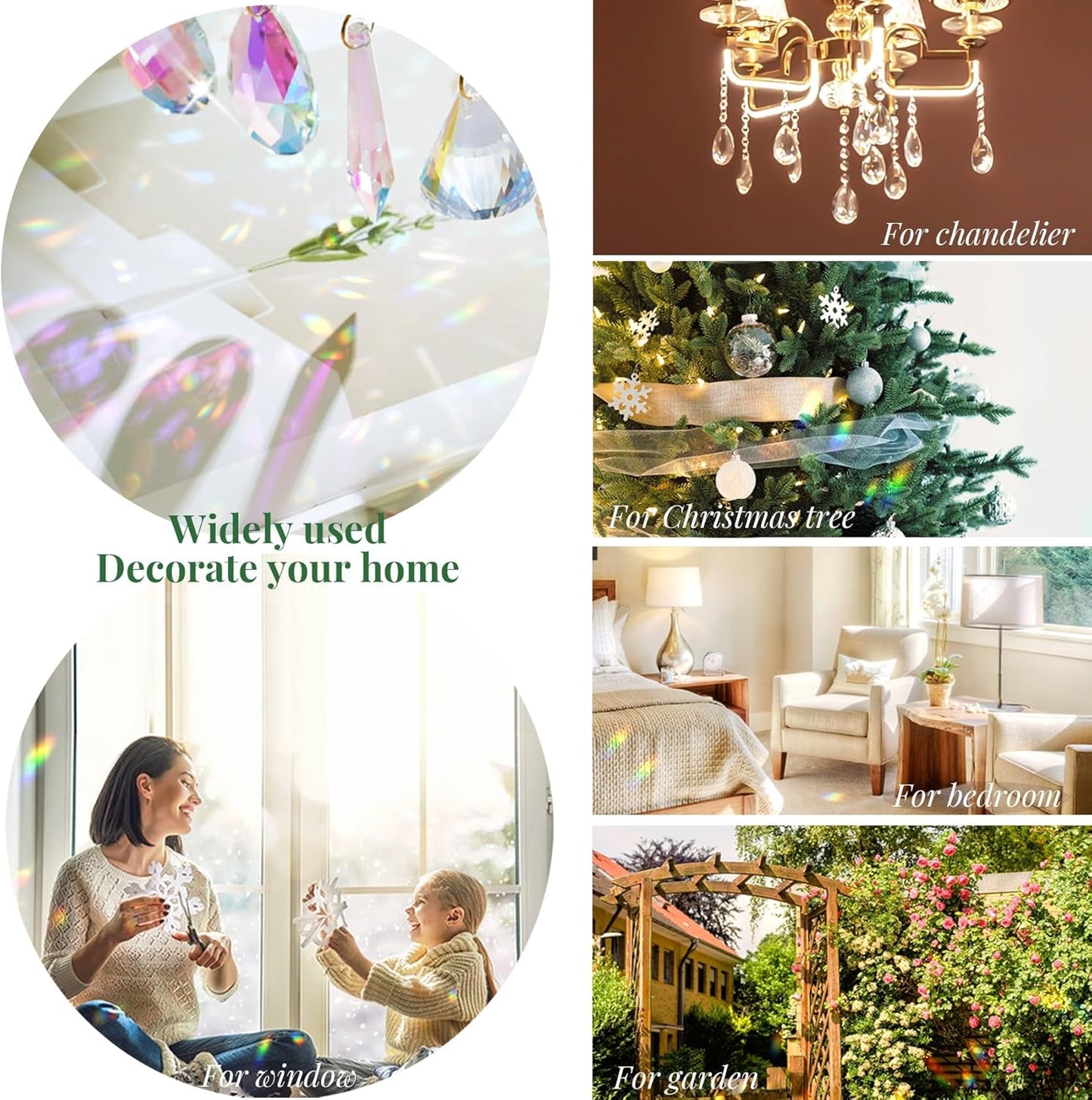 Sun Catchers for Windows Hanging, 7 Pcs Colored Crystals Suncatchers Prisms Glass Pendant Ornament for Chandelier Garden Home Room Decoration