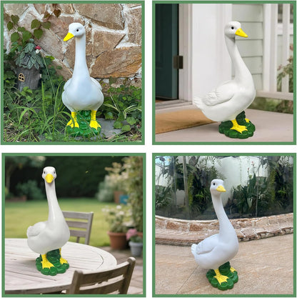Porch Goose Garden Decor Statues - Large White Yard Goose Statue Resin Duck Sculpture 20"High Lawn Goose Front Porch Goode Home Decorations Housewarming Birthday Gifts for Mom Women (Without Clothes)