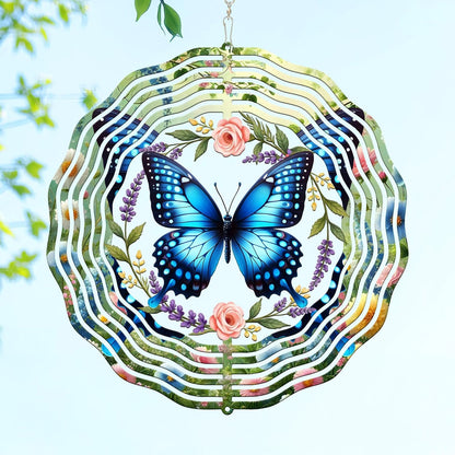 FLAGWIX Christmas Butterfly Wind Spinners Outdoor - 3D Stainless Steel Metal Wind Spinners 12 in - Birthday Gifts for Mom, Butterfly Gifts for Women, Yard Decorations Outdoor, Christmas Decorations