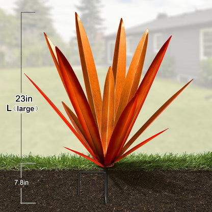 Homight Large Agave Sculpture Rustic Metal Agave Plant Outdoor Interior Decoration Outdoor Lawn Decoration Yard Wooden Posts Matching Garden Suitable for Patio…