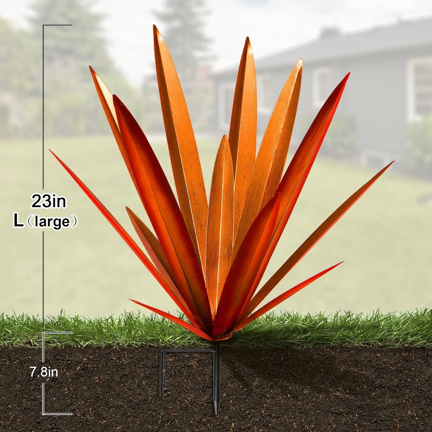 Homight Large Agave Sculpture Rustic Metal Agave Plant Outdoor Interior Decoration Outdoor Lawn Decoration Yard Wooden Posts Matching Garden Suitable for Patio