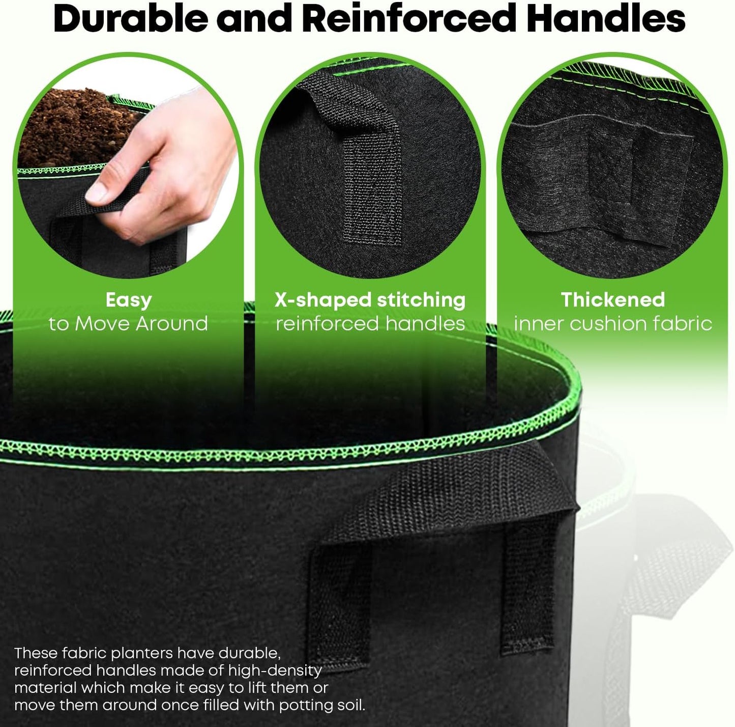 5-Pack 7 Gallon Grow Bags Heavy Duty Container Thickened Nonwoven Fabric Plant Pots with Handles