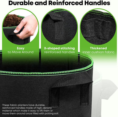 5-Pack 7 Gallon Grow Bags Heavy Duty Container Thickened Nonwoven Fabric Plant Pots with Handles