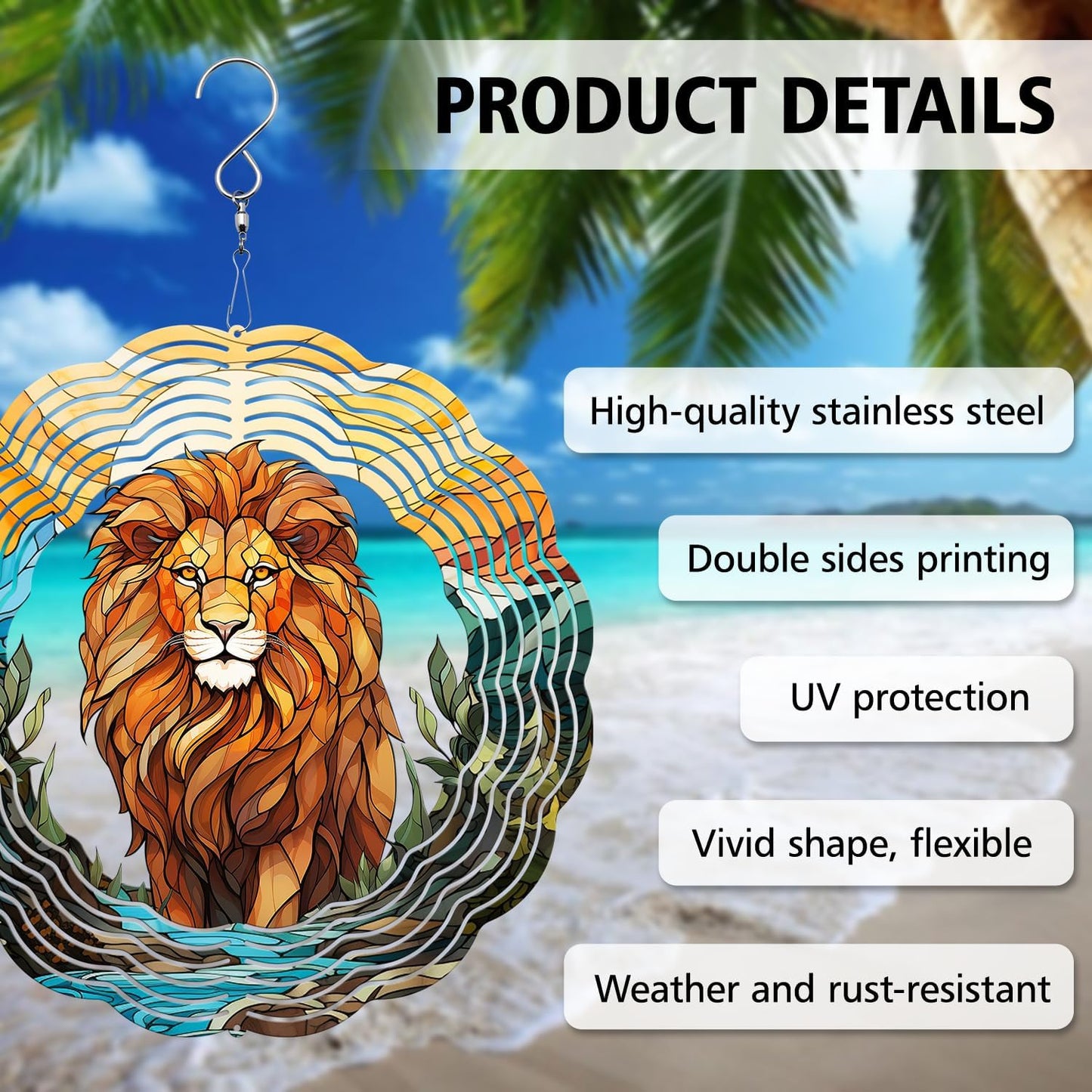 Lion Wind Spinner - Unique 3D Hanging Wind Spinner for Yard and Garden
